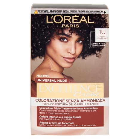 L'Oreal Paris Colorazione permanente senza ammoniaca, Riflesso Universale, Nero 1U